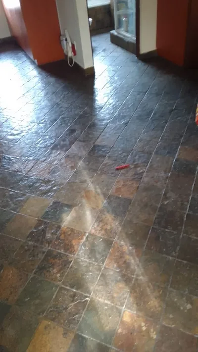 Slate passage midway through a deep clean