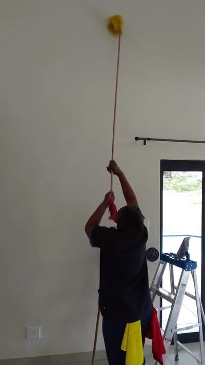 High dusting of pelmets and curtain rails