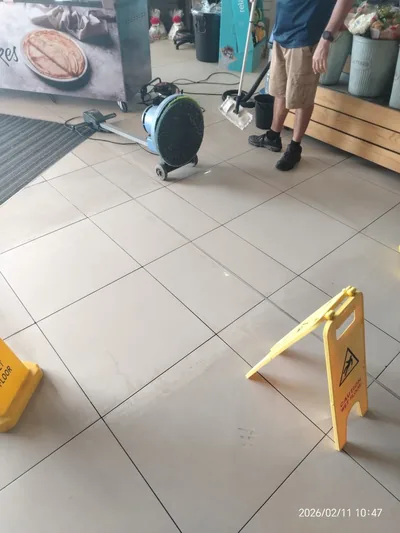 Entrance mats deep-cleaned and dried in place
