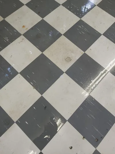Vinyl checkerboard stripped and re-polished